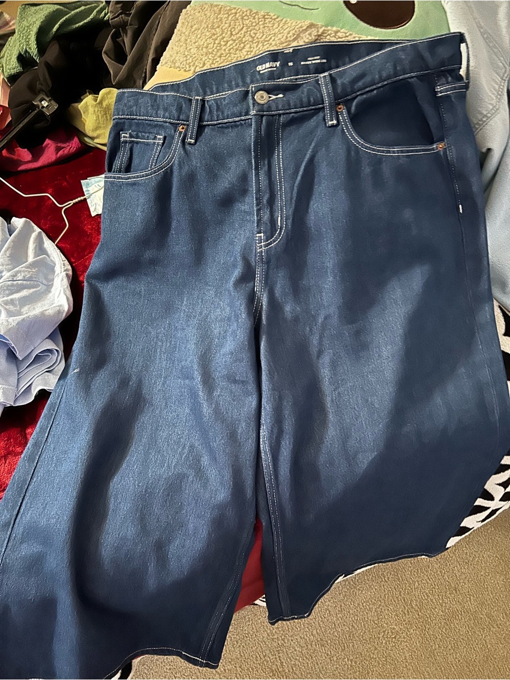 Old Navy Extra High-Waisted Wide-Leg Jean Bermuda Shorts Blue